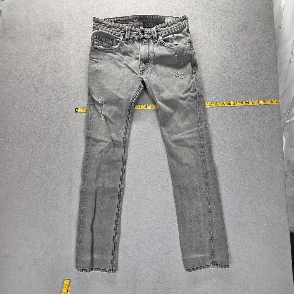 Diesel‎ Jeans Mens 29x32 Gray Thavar Slim Skinny Distressed Made In Italy 0886B